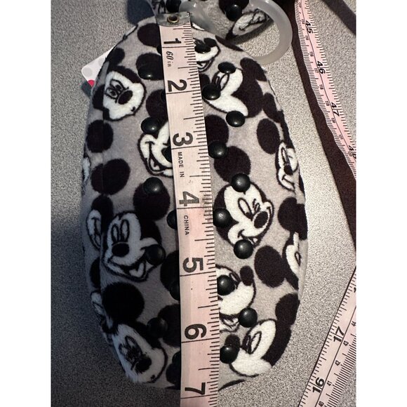 Mickey Mouse Disney Slippers Shoe Fuzzy Plush Kid Babba Foot Wear Grey Black - Picture 9 of 11